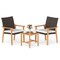 3-Piece Outdoor Bistro Set – PE Wicker with Acacia Wood Table and Chairs